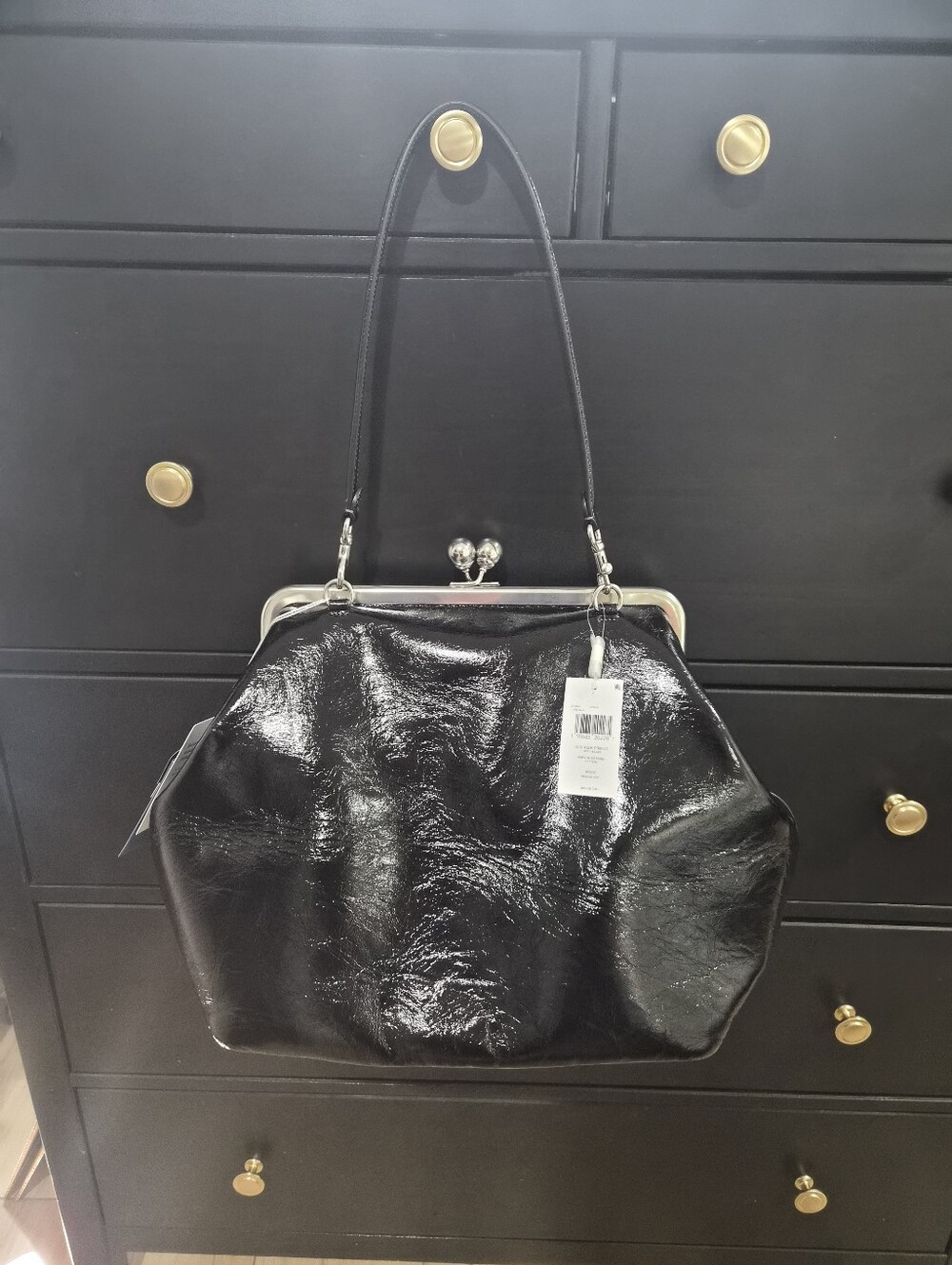 Coach Large Kisslock Bag Glazed Leather